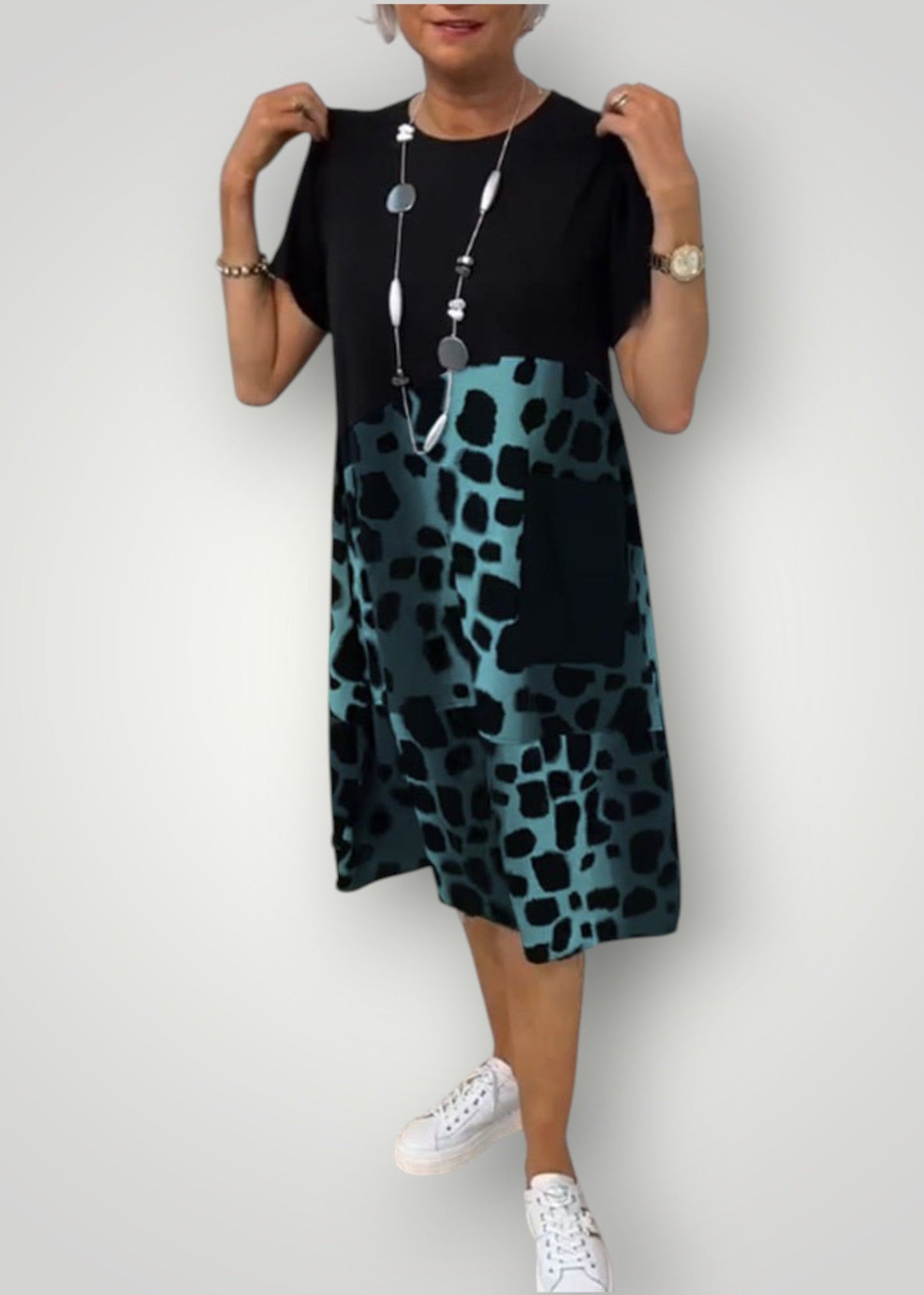 Λεόνα – Καθημερινό Μίντι Φόρεμα με Σύγχρονο Σχέδιο και Τσέπη