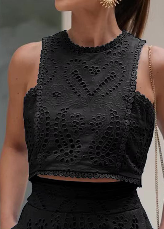 Ariana – Σετ Συνδυασμού με Κροπ Τοπ & Μαξι Σατέν - Μαύρο