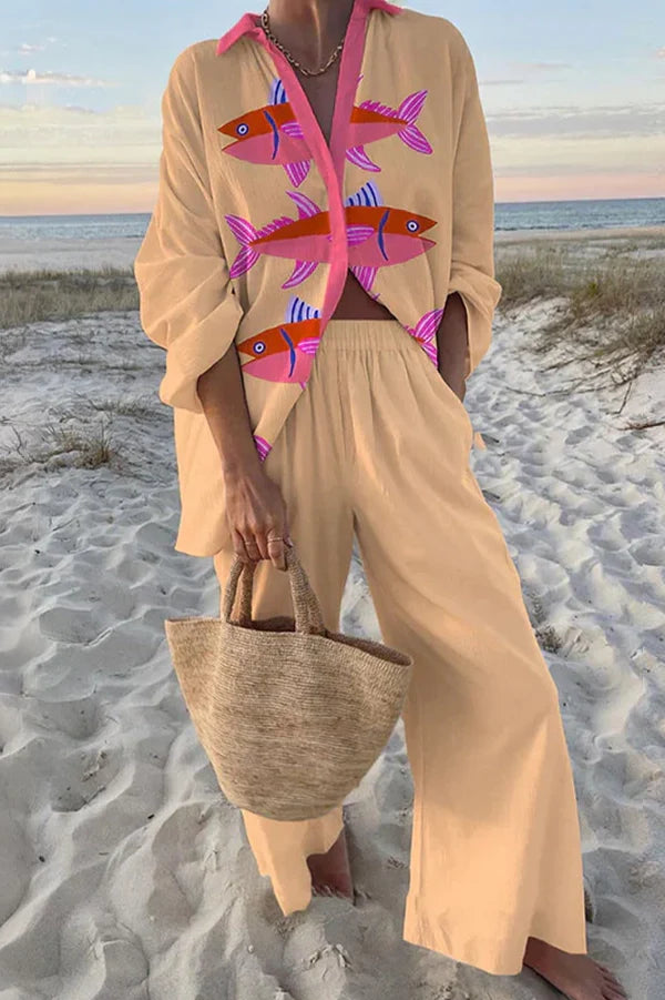 Evalisse™ | Σετ Εσώρουχα με Ροζ Σχέδιο Ψαριού