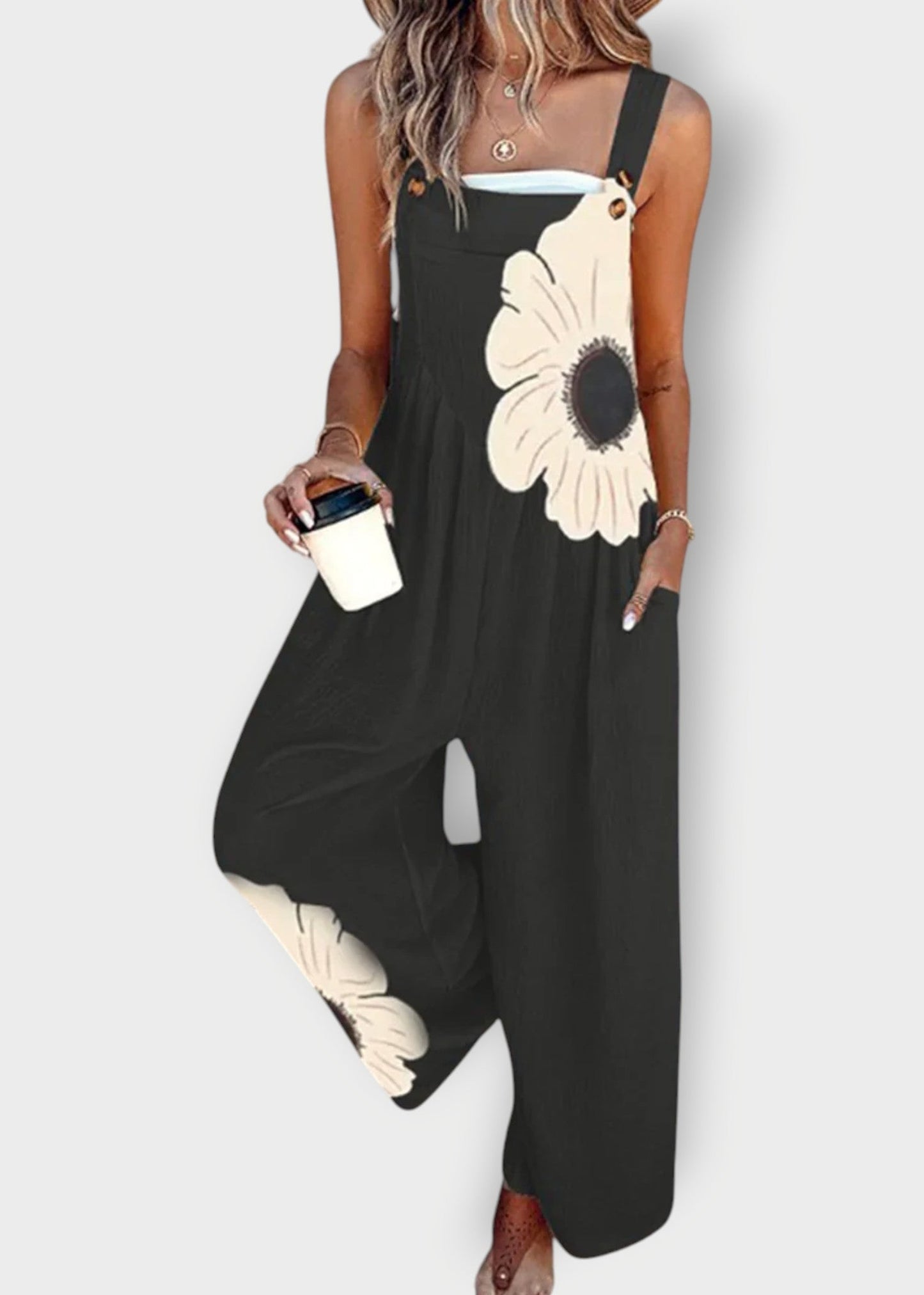 Λιάνα – Χαλαρό Floral Λινό Ολόσωμο