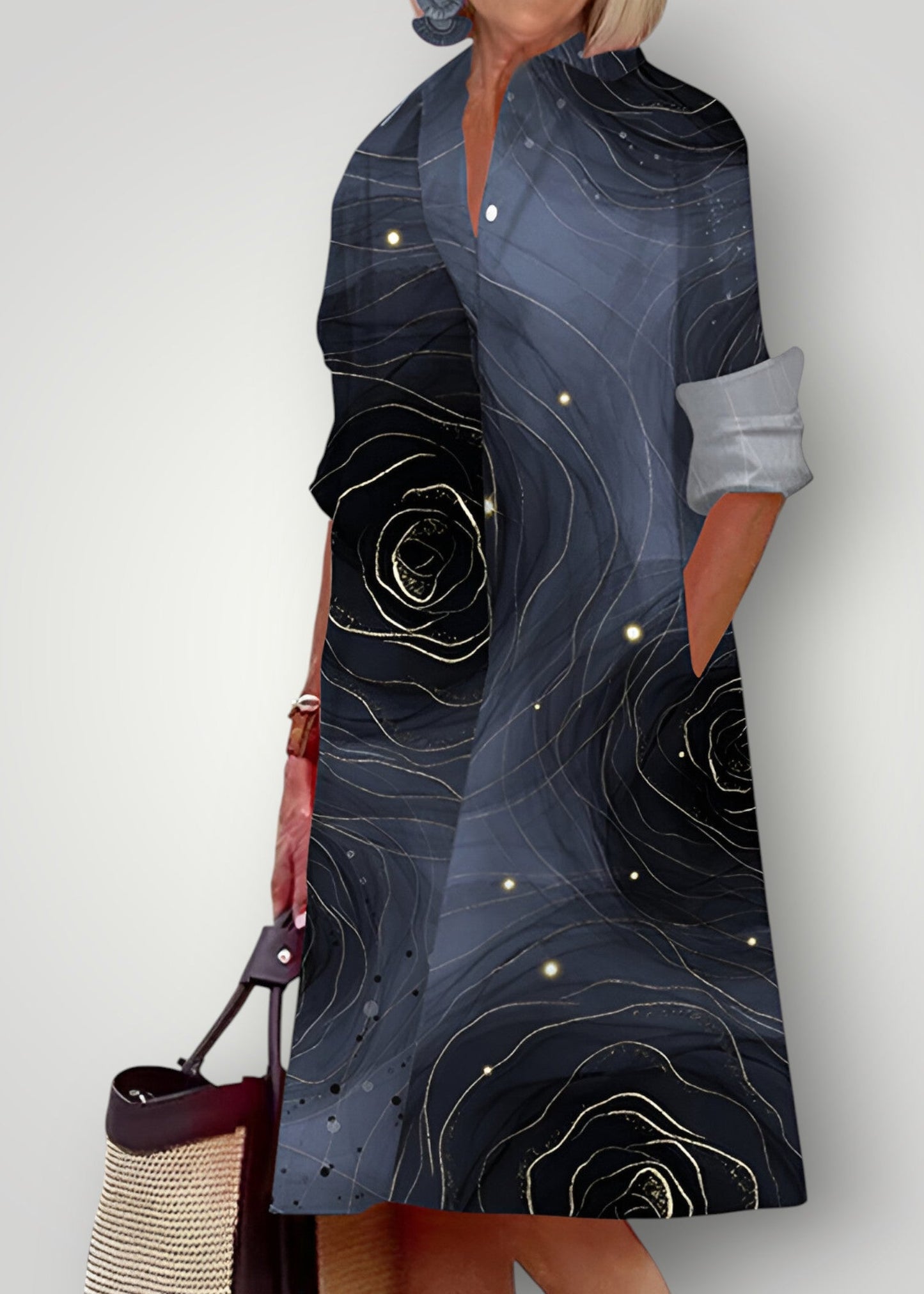 Celeste – Ρο flowy φόρεμα πουκάμισου με εκτύπωση νυχτερινού ουρανού