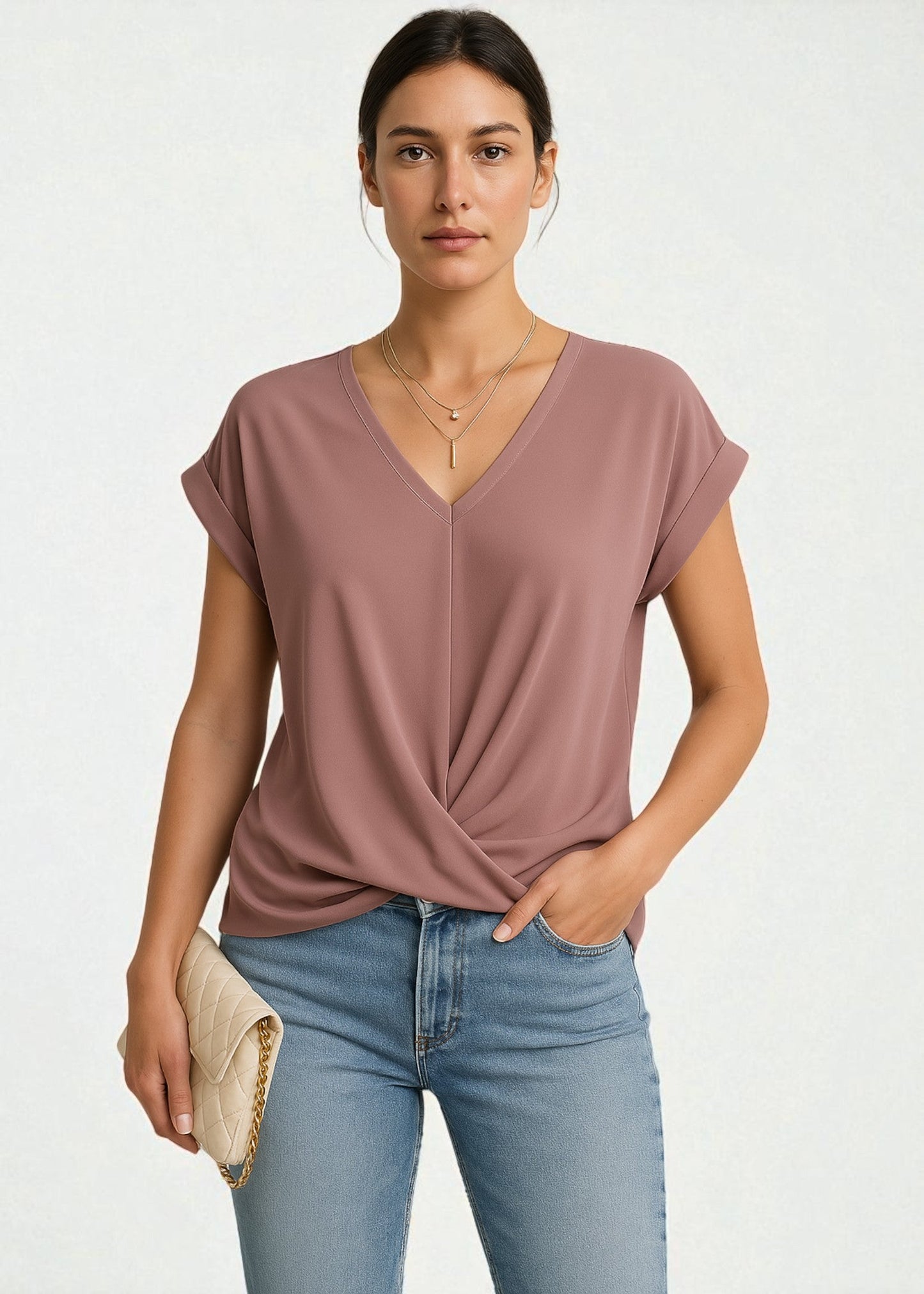 Zaya – Μπλούζα με Στρογγυλή Λαιμόκοψη και Στριφτό Μπροστινό Σχέδιο