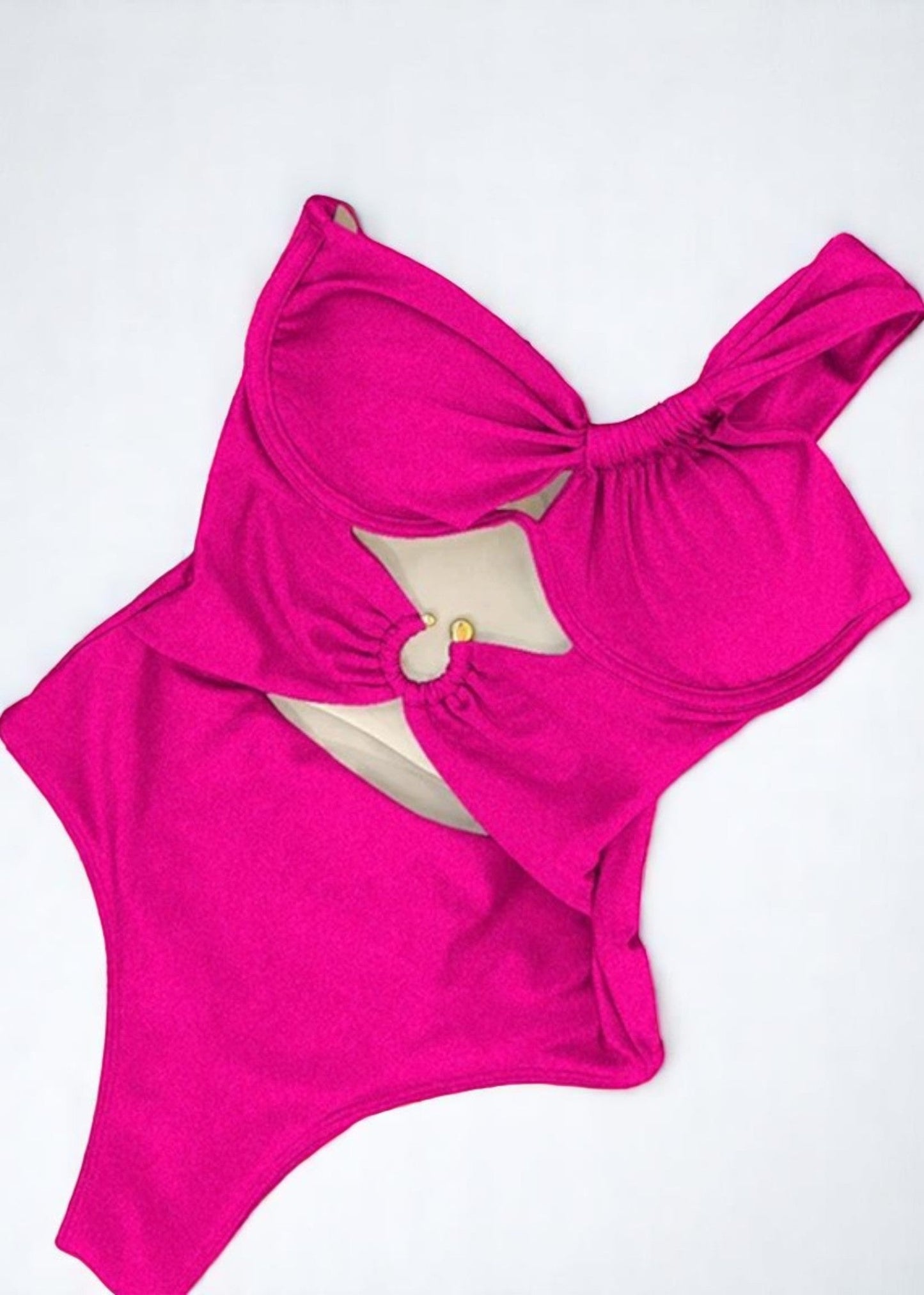 Φιορέ Ρόσο Μονοκίνι – με Κοπές & Λεπτομέρεια Χρυσού Δαχτυλιδιού