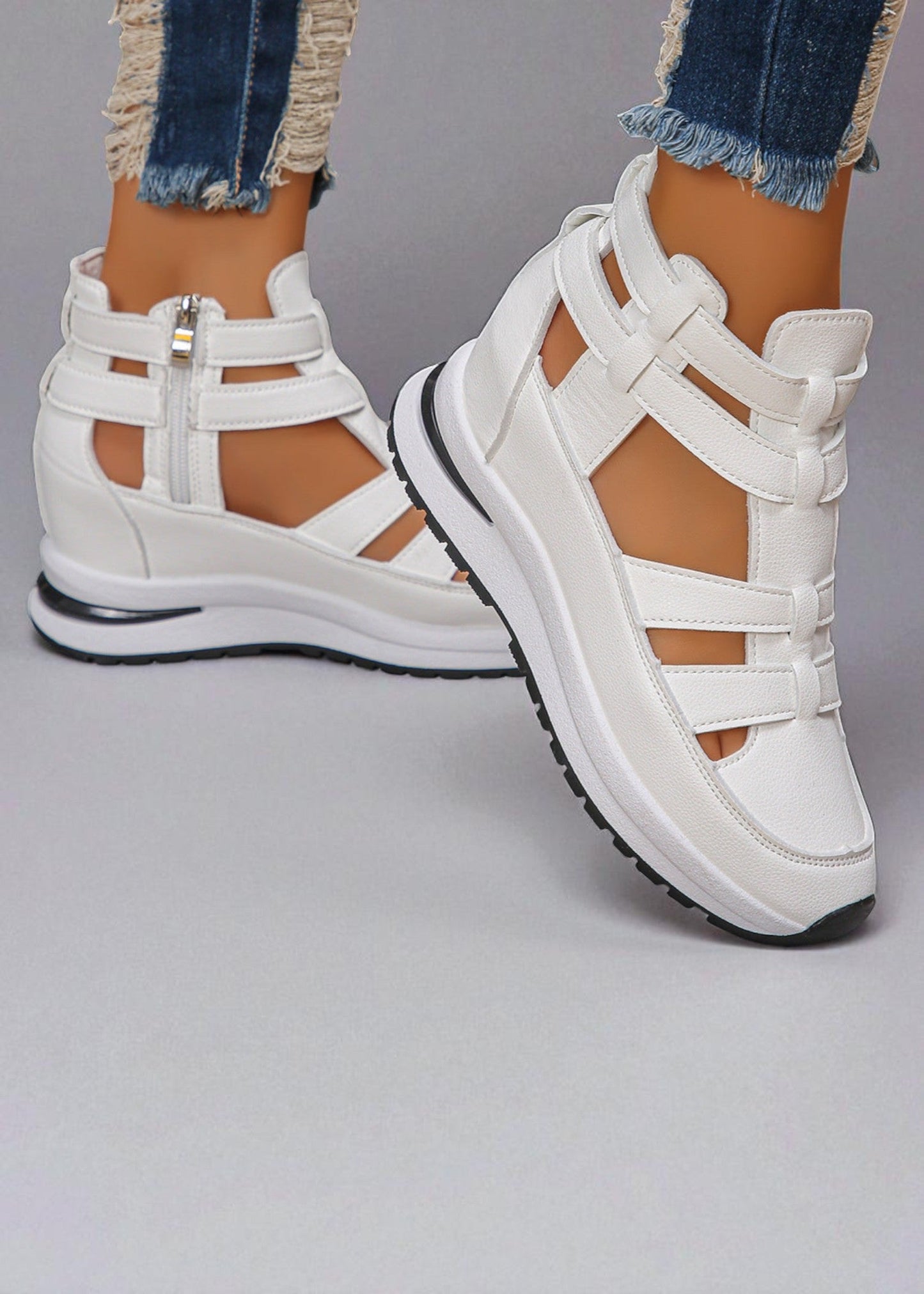 Λίνα – Sneakers με Κόψιμο και Τακούνι & Φερμουάρ