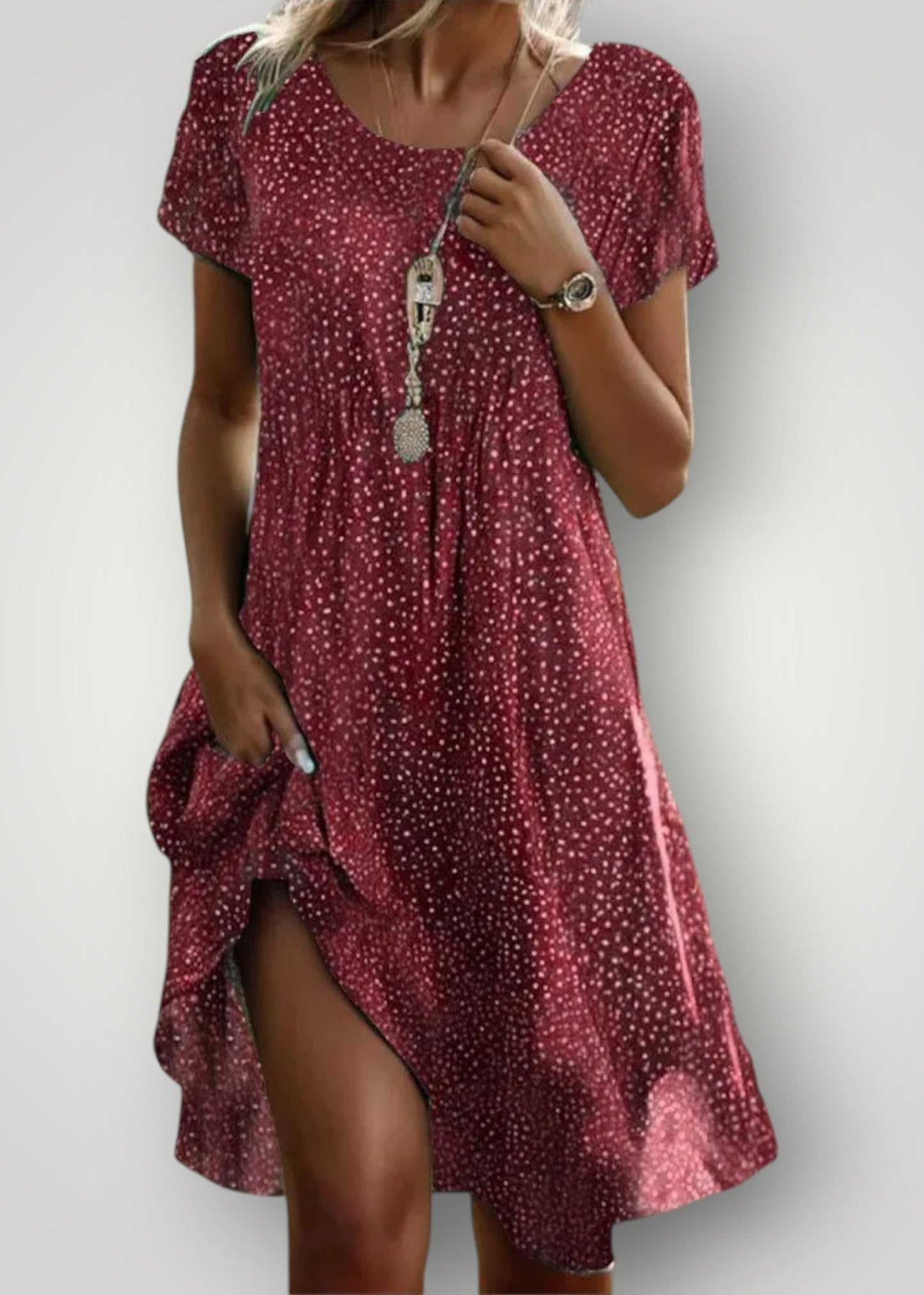 Ruby – Ελαφρύ Φόρεμα με Διακριτικό Σχέδιο Σημείων