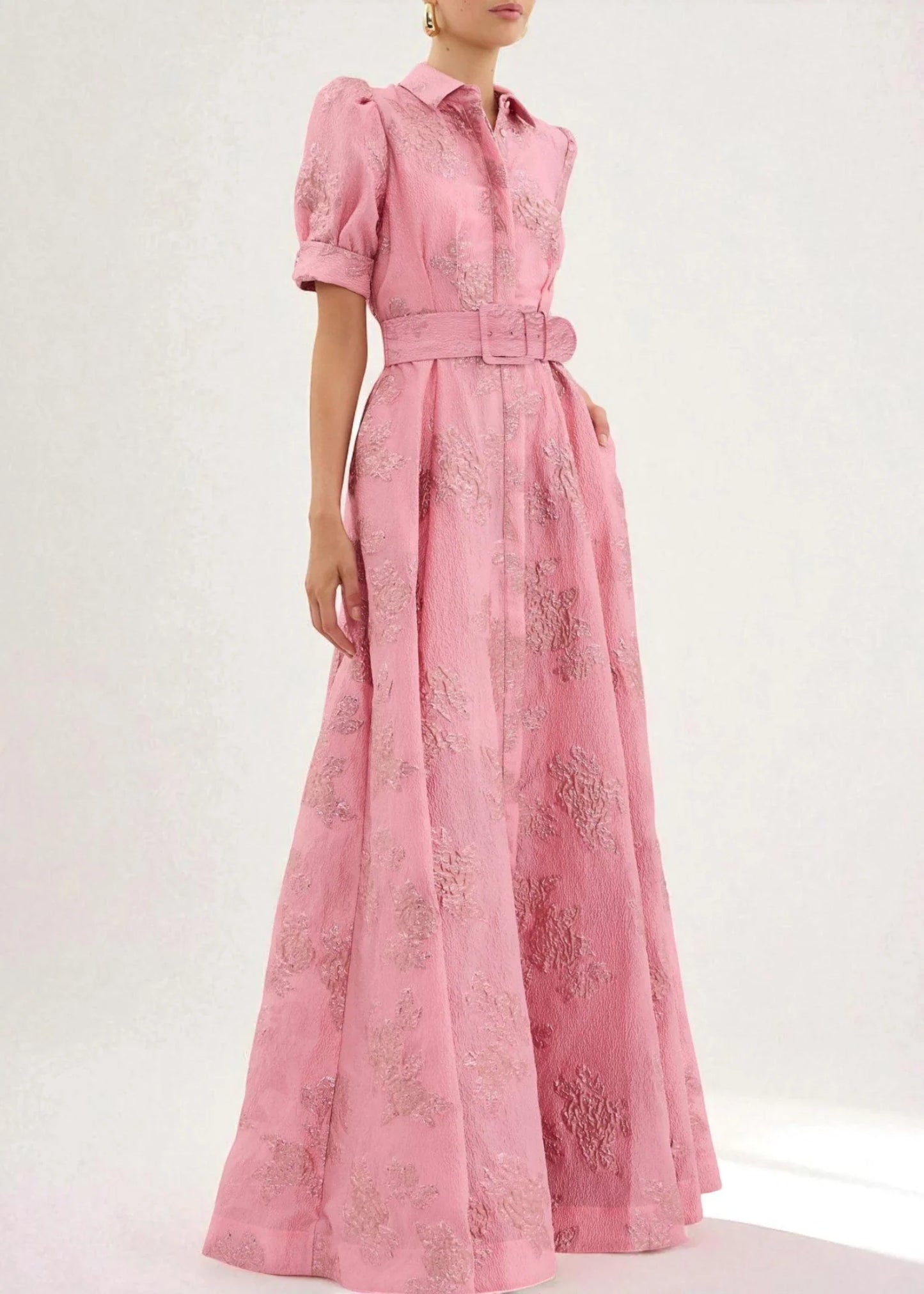 Μπεατρίκς – Ροζ Φόρεμα με Πουφ Μανίκια