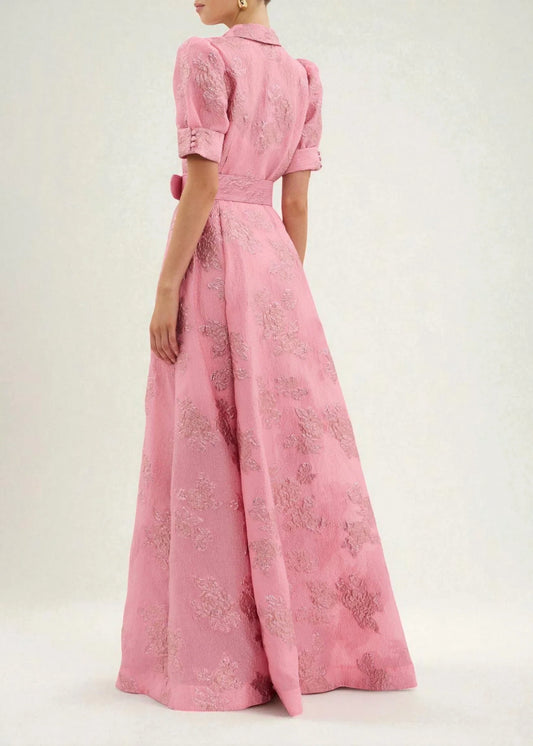 Μπεατρίκς – Ροζ Φόρεμα με Πουφ Μανίκια