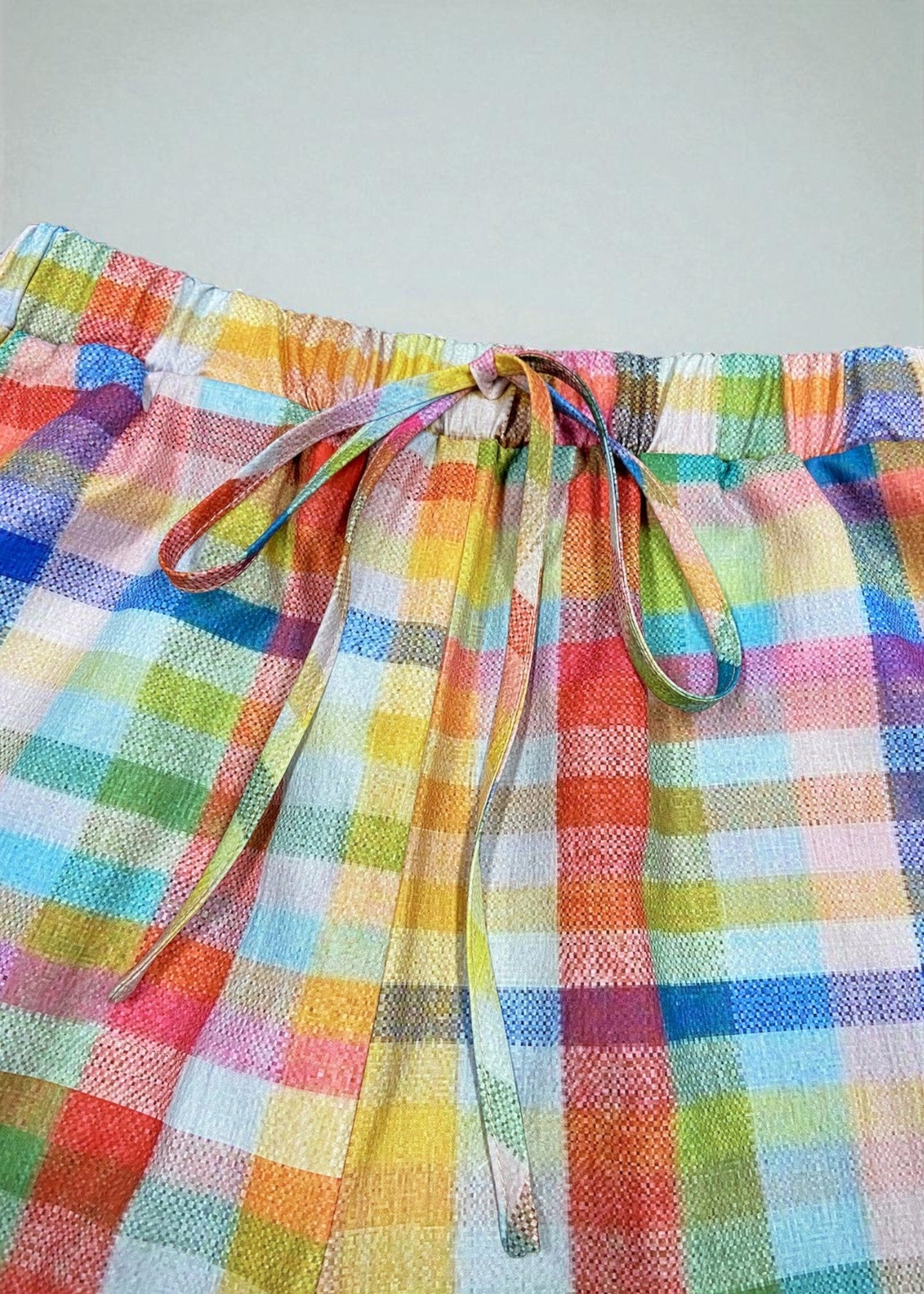 Mila – Ελαφρύ Καρό Καλοκαιρινό Παντελόνι με Ζώνη