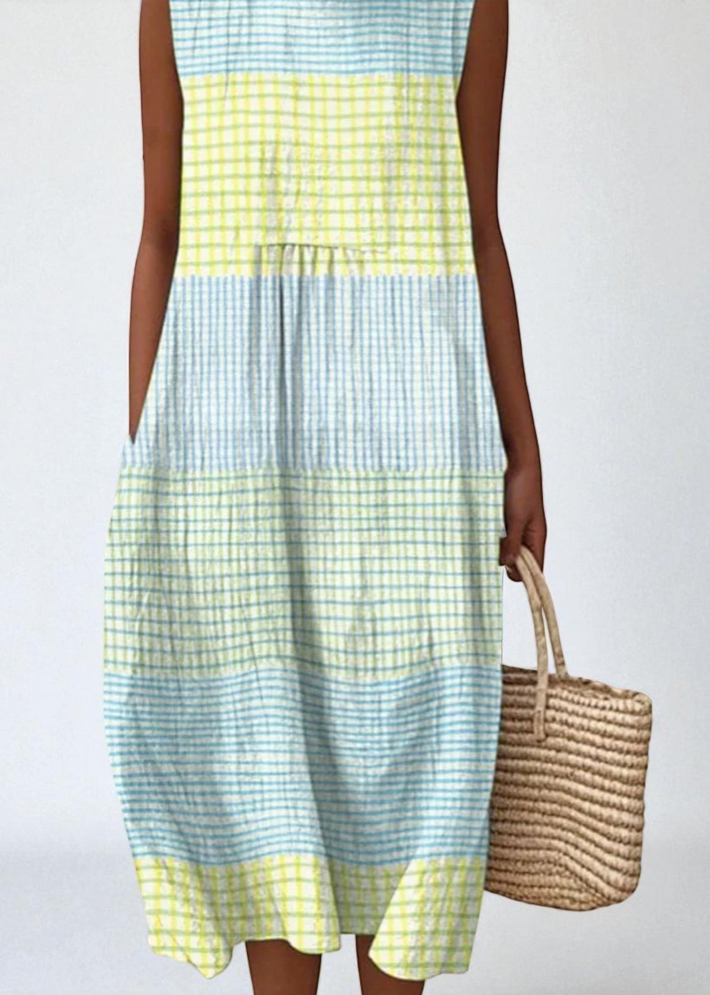 Άννα – Αέρινο Καρό Midi Φόρεμα