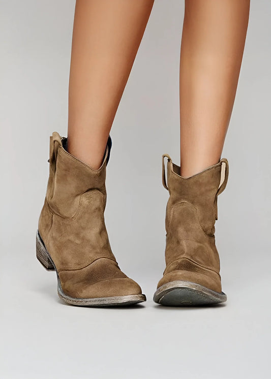 Σιένα – Κομψά Δερμάτινα Μποτάκια Ψηλά με Σταθερό Τακούνι