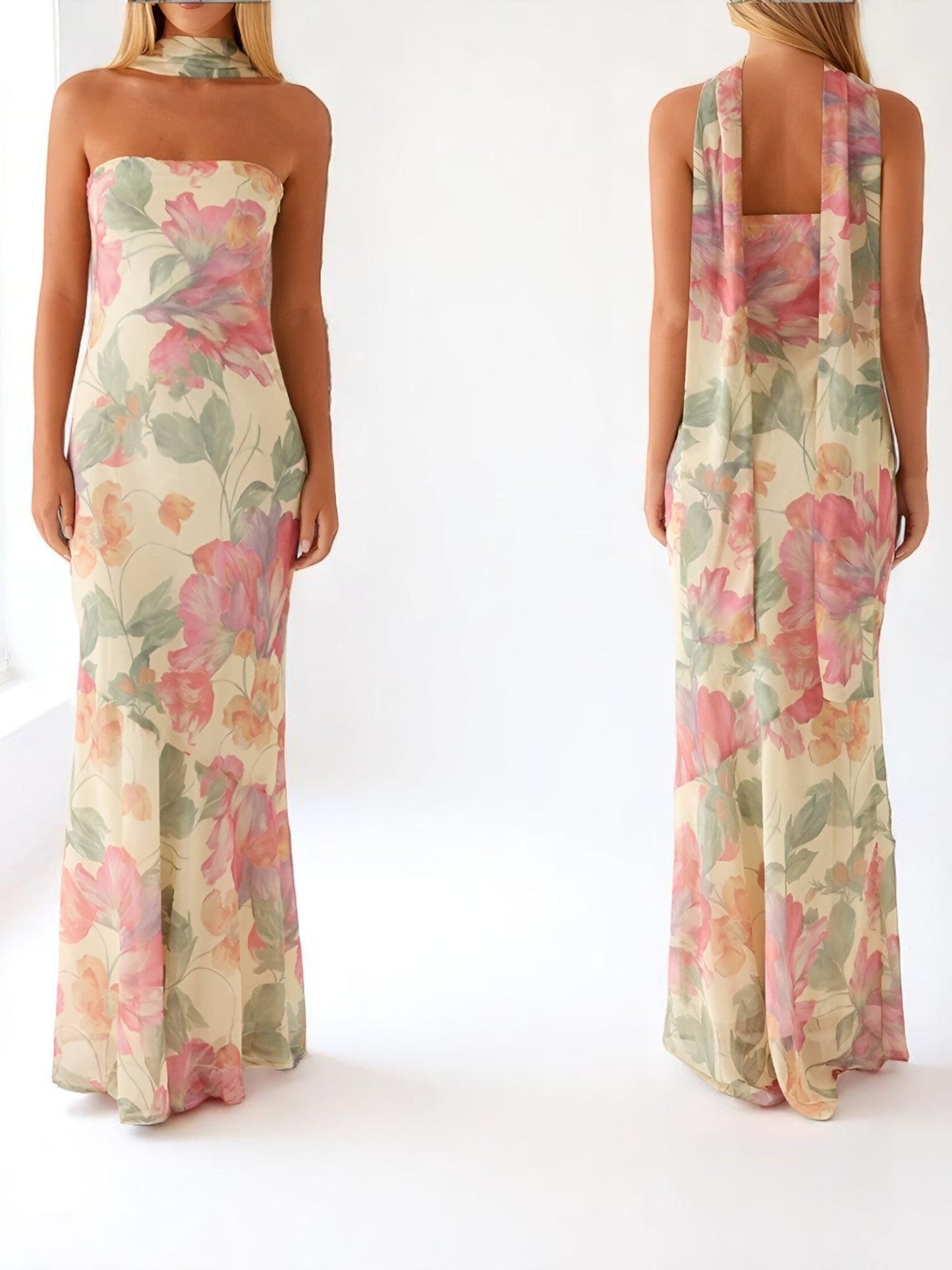 Λεονί – Μαξι φόρεμα με ανοιχτούς ώμους και λουλουδάτο σχέδιο
