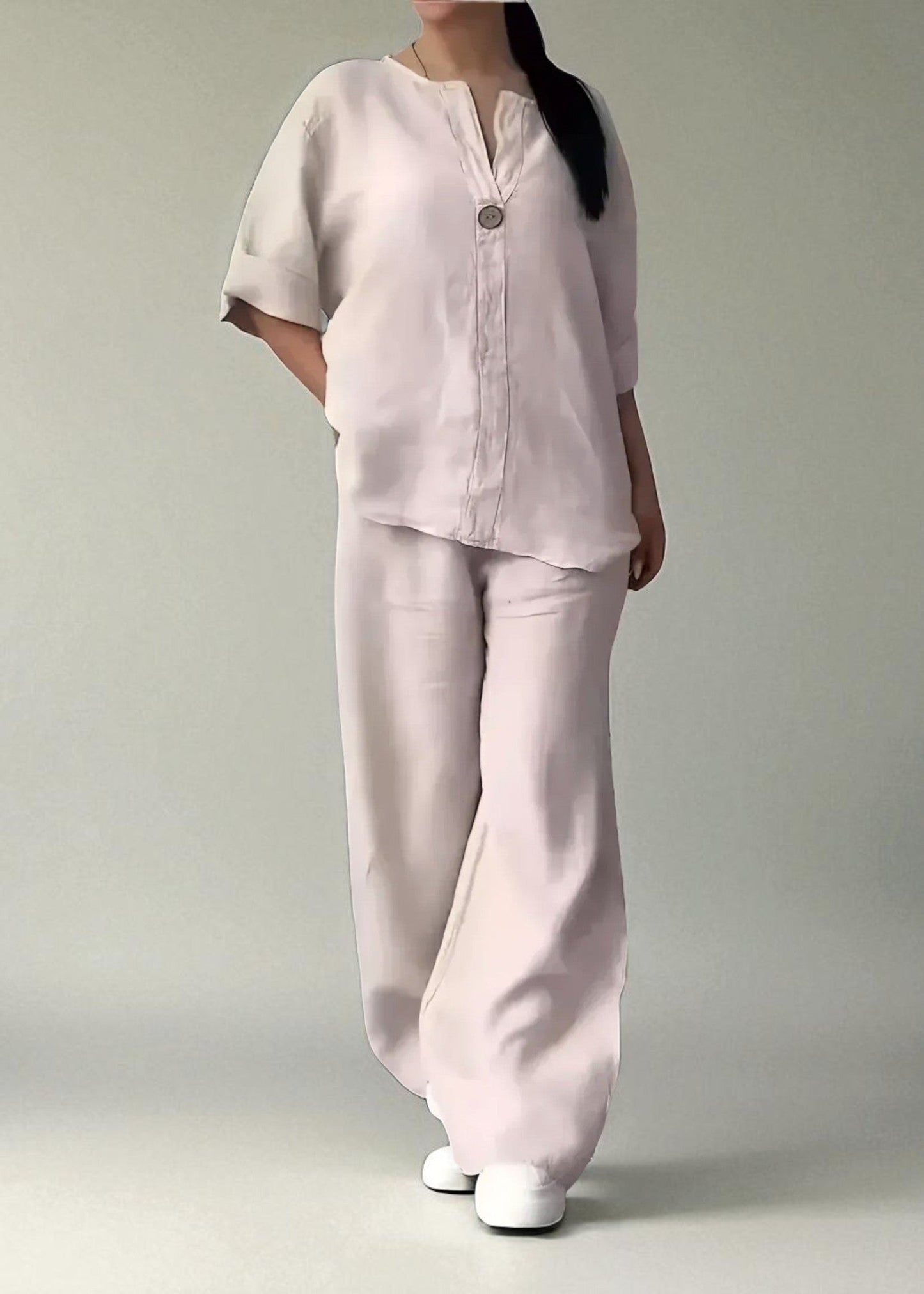 Elisa – Ελαφρύ Σετ Δύο Κομματιών Καλοκαιρινό με Μπλούζα & Παντελόνι Φαρδύ