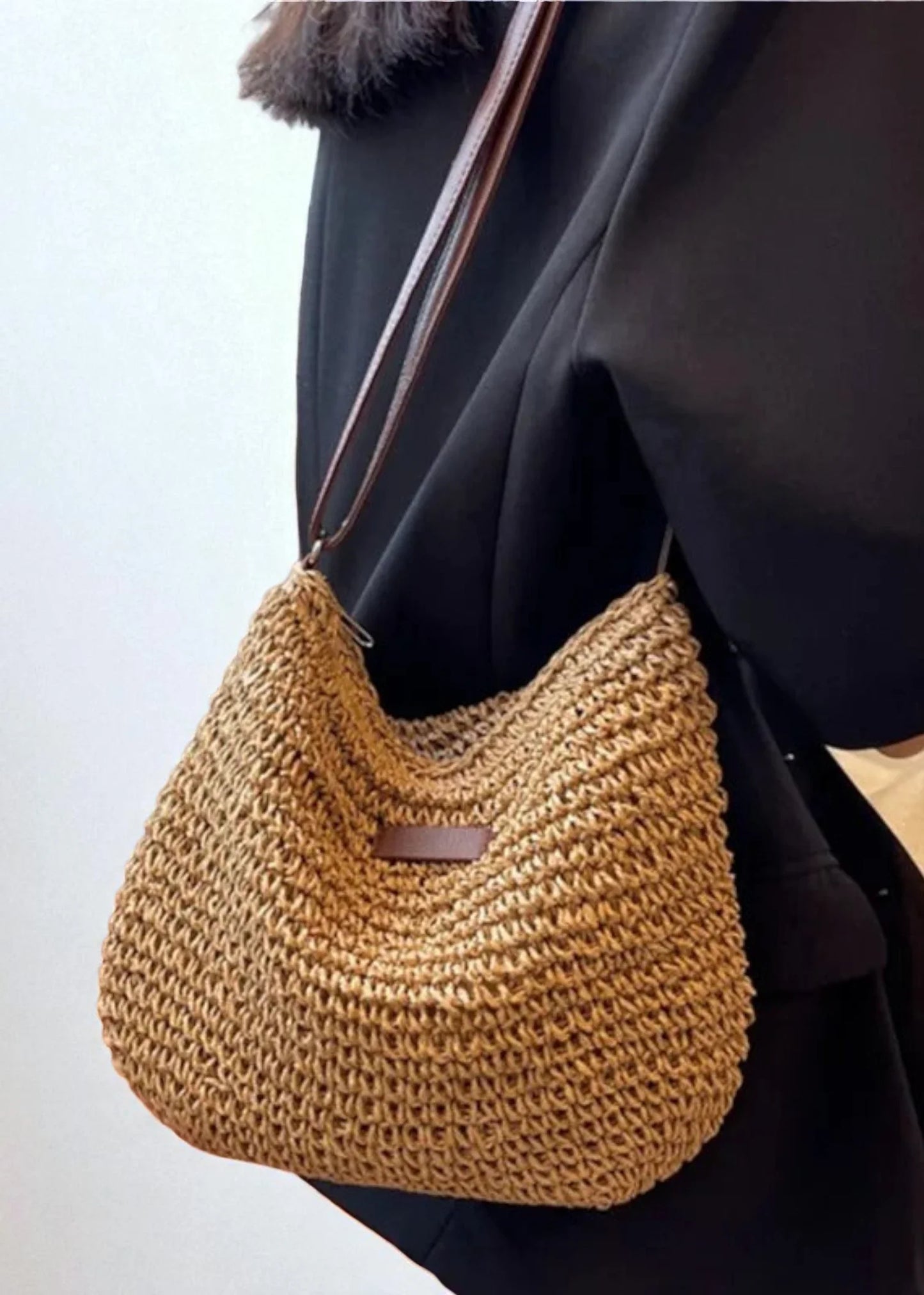 Λίλια - Χειροποίητη Τσάντα Ώμου από Ψάθα