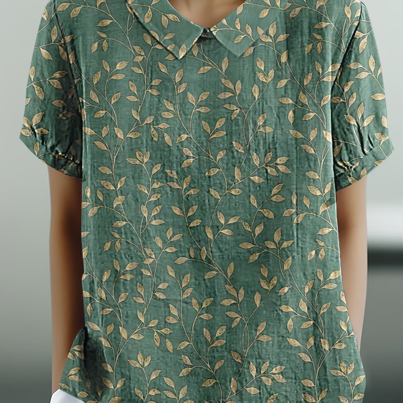 Frannie- Vintage Floral Leaf Print Blouse