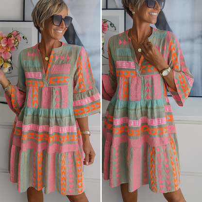 Eliza – Μπλούζα Φόρεμα Boho με Γεωμετρικές Λεπτομέρειες