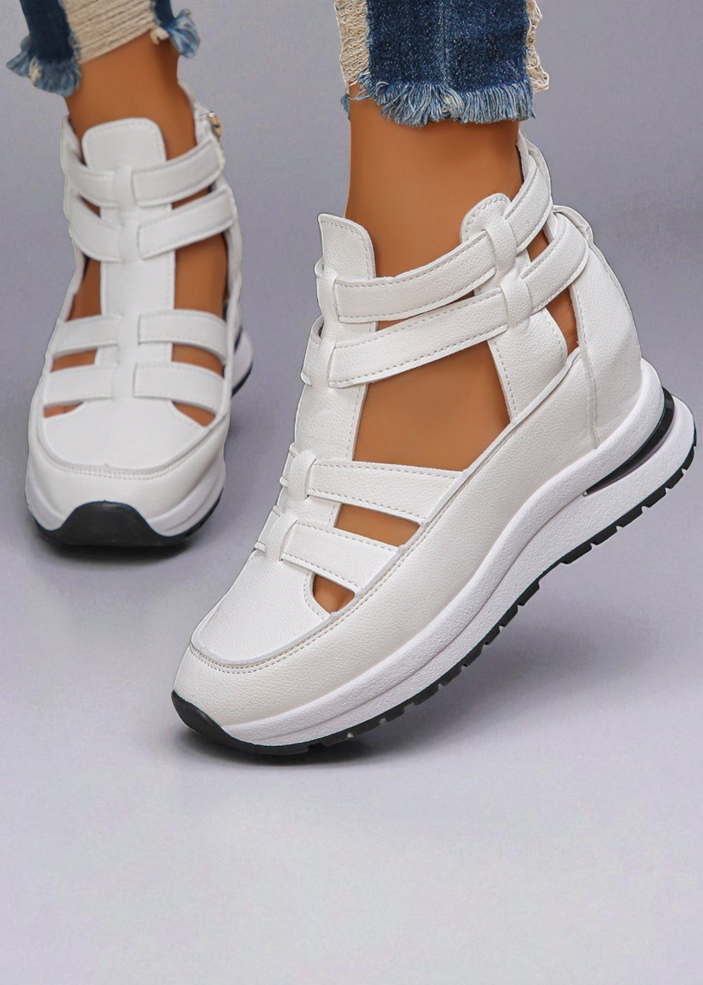 Λίνα – Sneakers με Κόψιμο και Τακούνι & Φερμουάρ