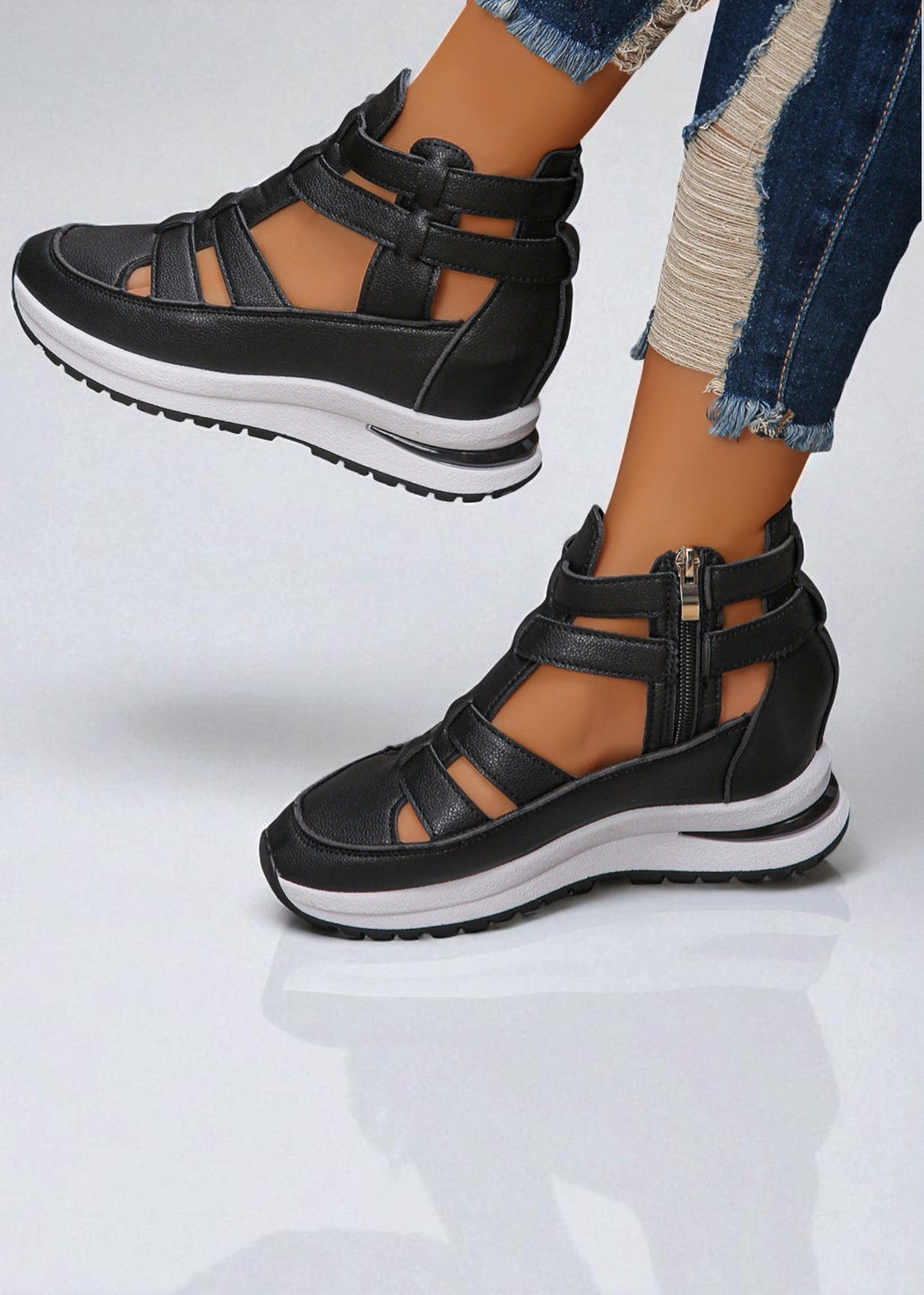 Λίνα – Sneakers με Κόψιμο και Τακούνι & Φερμουάρ