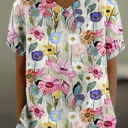 Ανίτα - Vintage Floral Print Casual Blouse
