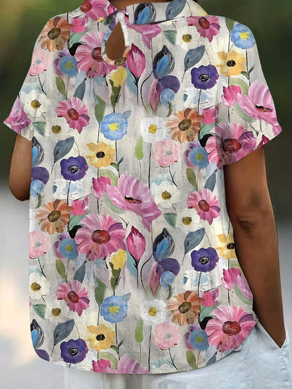 Ανίτα - Vintage Floral Print Casual Blouse