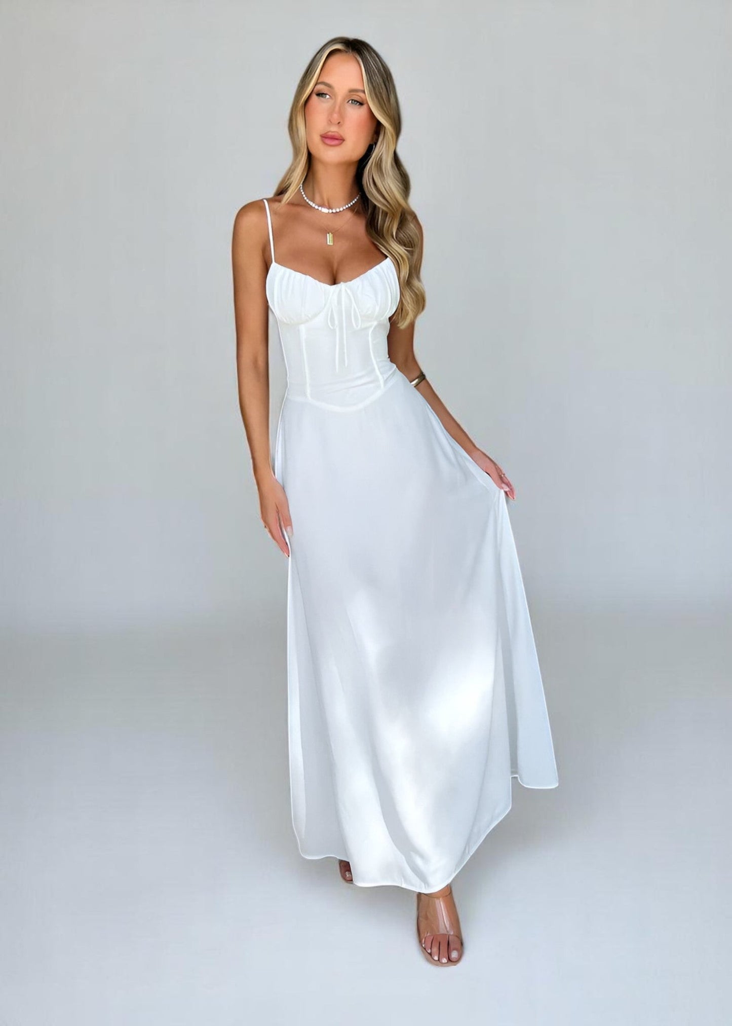 Αλίνα – Ρομαντική Μαξι Dress με Λεπτομέρειες Δέσιμο